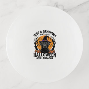 Grandma Halloween Labrador Funny Vintage_1 Trinket Tray