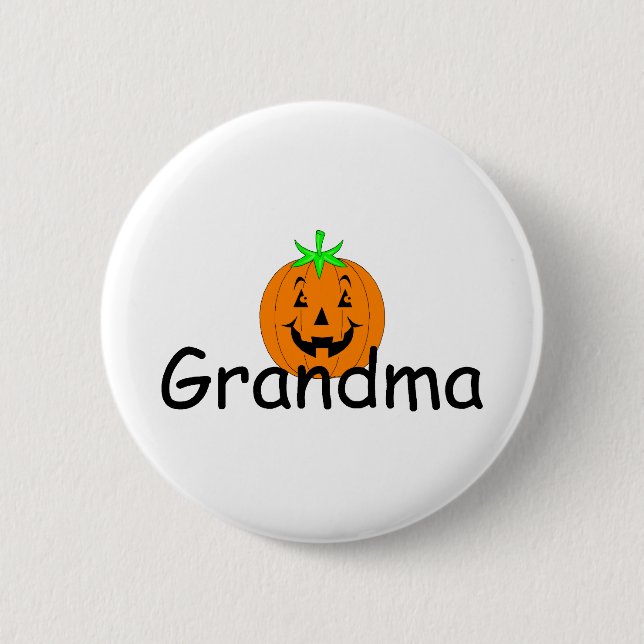 Grandma Halloween Pumpkin Pinback Button (Front)