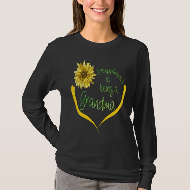 Grandma   Happiness Is Being A Grandma  Sunflower T-Shirt (Front)