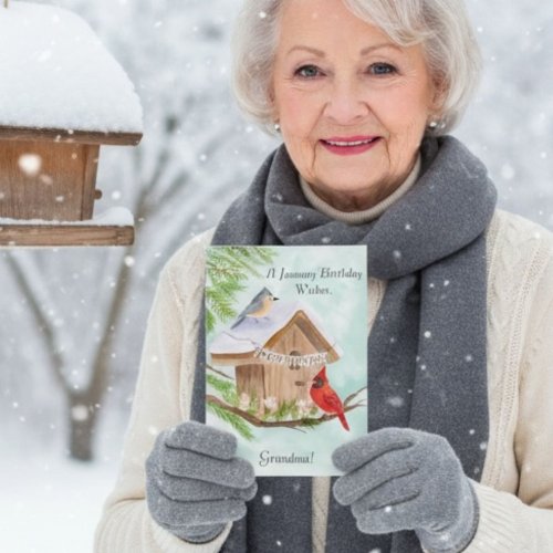 Grandma Happy January Birthday With Birds at Bird