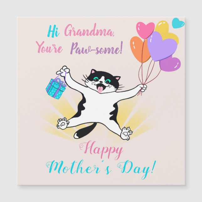 Grandma Happy Mother's Day Kitty Colorful Balloons (Front)