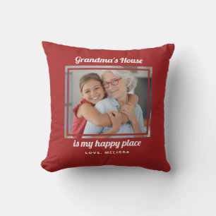 Grandma Happy Place Grandchild Photo Pillow