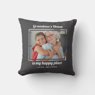 Grandma Happy Place Grandchild Photo Pillow