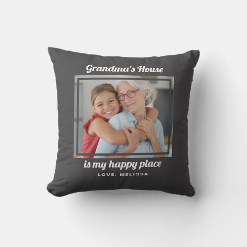 Grandma Happy Place Grandchild Photo Pillow