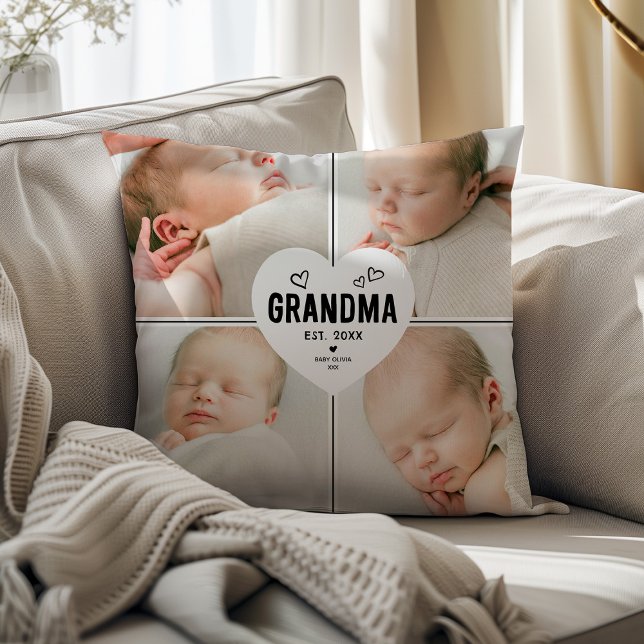 Grandma Heart 4 Photo Collage Throw Pillow (Creator Uploaded)