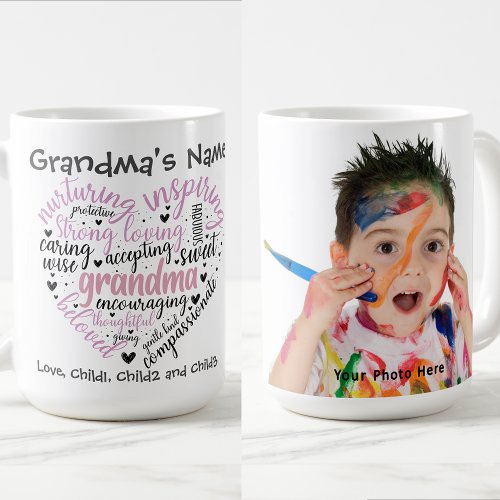 Grandma Heart Nurturing Beloved Customizable Photo Coffee Mug