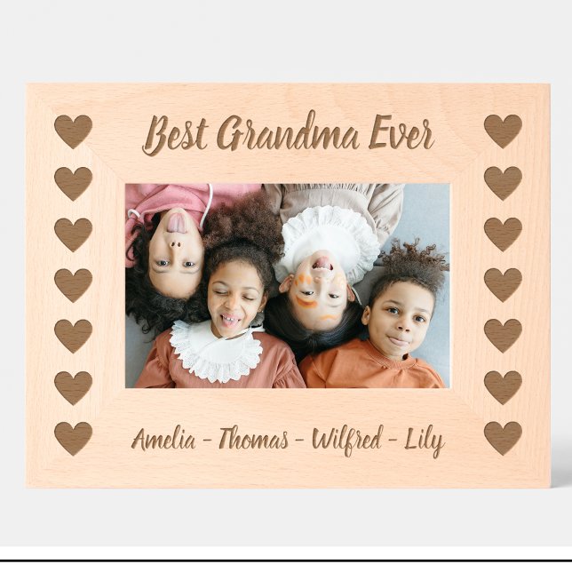 Grandma Heart Pattern Custom wooden photo frame Engraved Frames (Creator Uploaded)