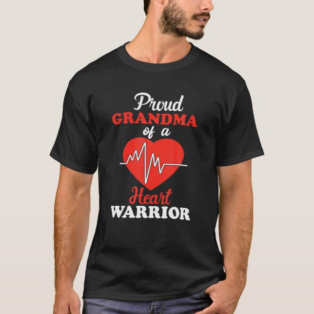 Grandma Heart Warrior CHD Awareness Congenital Def T-Shirt (Front)