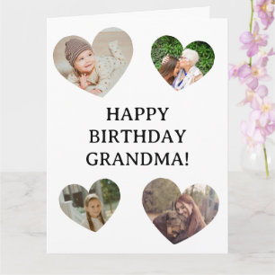 Grandma Hearts Photo Collage Personalized Birthday Card