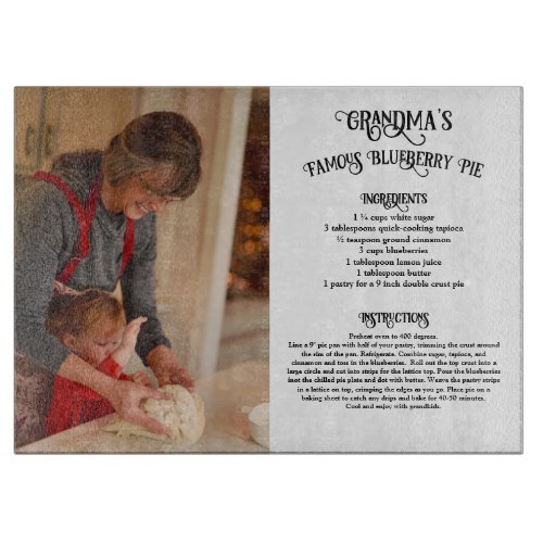 Grandma Heirloom Recipe with Photo Cutting Board