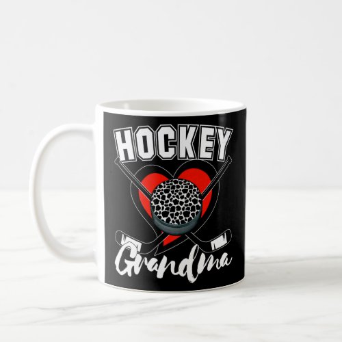 Grandma Hockey Cow Puck Heart Sticks Cheer Women  Coffee Mug