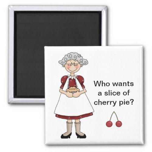 Grandma Holding Cherry Pie Magnet
