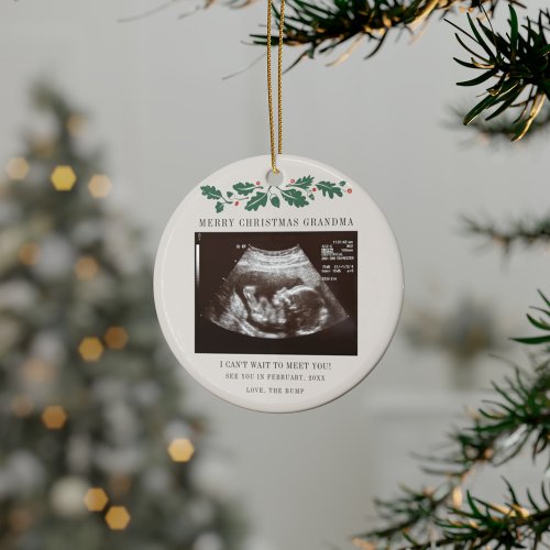 Grandma Holiday Christmas Pregnancy Ultrasound Ceramic Ornament