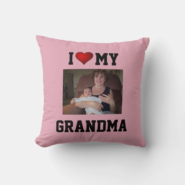 Grandma: I LOVE MY GRANDMA Throw Pillow (Front)