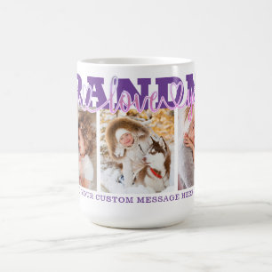 GRANDMA I Love You 3 Photos Purple Pink Coffee Mug