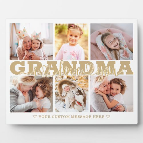 GRANDMA I Love You 6 Photo Collage Gold 8x10 Plaque
