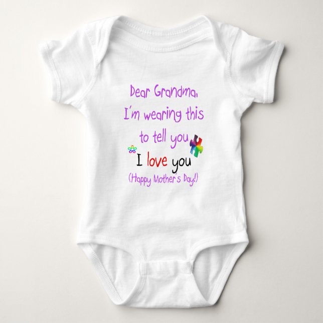 Grandma, I love you! Baby Bodysuit (Front)