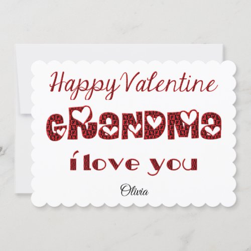 Grandma I Love You Cute Cupid Typography Valentine Holiday Card