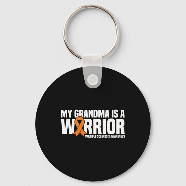 Grandma Is A Warrior Ms Multiple Sclerosis Awarene Keychain (Front)