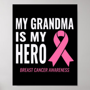 Grandma Is My Hero - Breast Cancer Support  Poster
