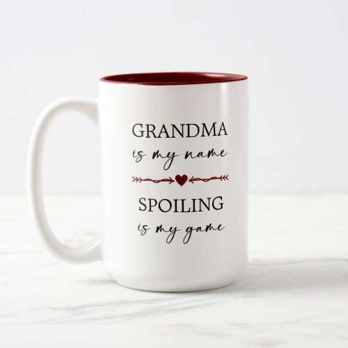 Grandma is my Name Spoiling is my Game Photo Gift  Two_Tone Coffee Mug