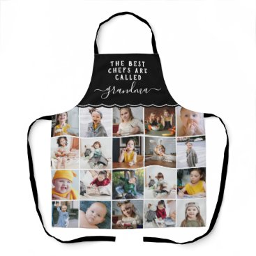 Grandma Is the Best Chef Black Photo Collage Apron