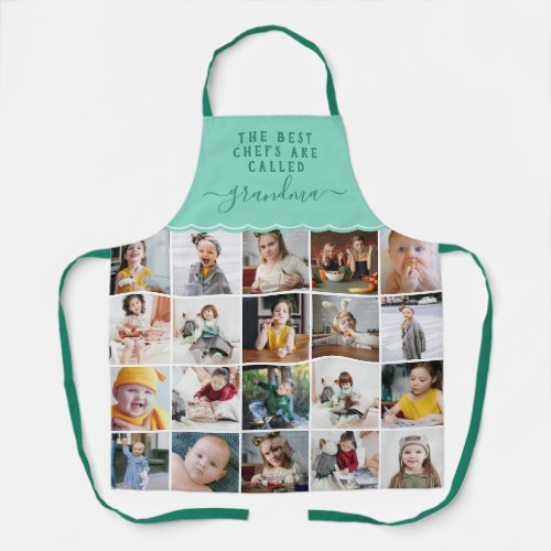 Grandma Is the Best Chef Mint Photo Collage Apron