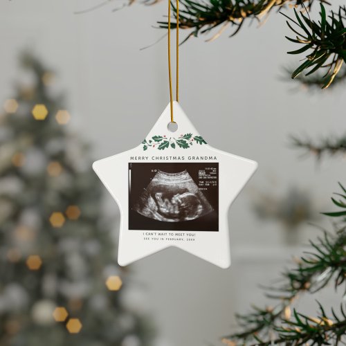 Grandma Keepsake Christmas Pregnancy Announcement Ceramic Ornament