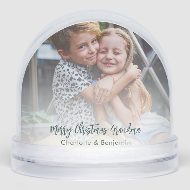 Grandma Kids Photos Keepsake Custom Snow Globe (Front)