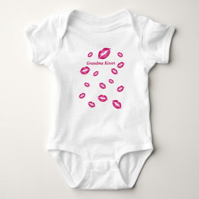 Grandma Kisses Red Lips Baby Bodysuit (Front)