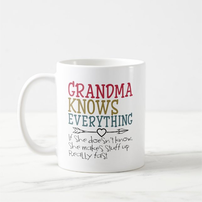 Grandma Knows Everything From Grandkids Coffee Mug (Left)