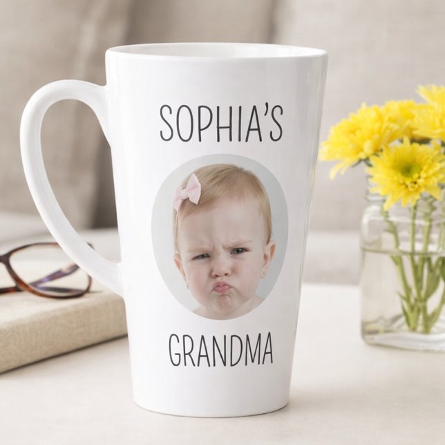 Grandma Latte Mug with Baby Photo Custom Gift (Personalized Grandma Latte Mug with Baby Photo Custom Gift)