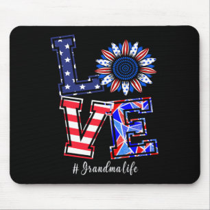 Grandma Life 4th Of July Love Sunflower American F Mouse Pad