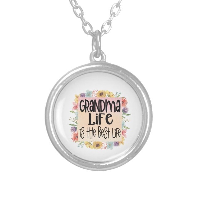 Grandma Life is the Best Life  Silver Plated Necklace (Front)