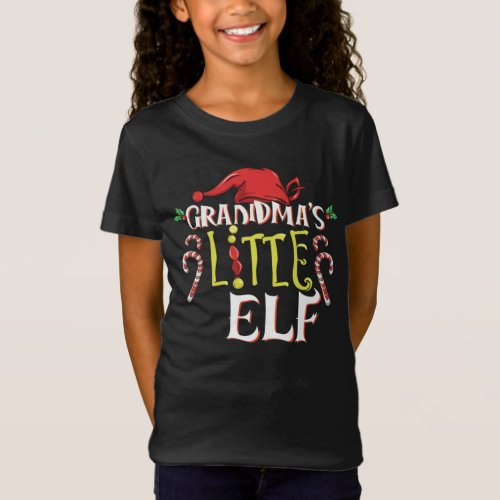 Grandma Little Elf Girl Jersey T_Shirt