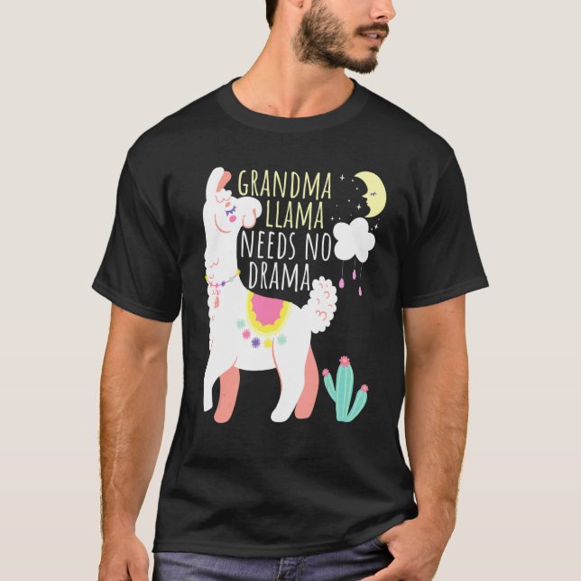 Grandma Llama Needs A Drama Animal Cute Llama T-Shirt (Front)