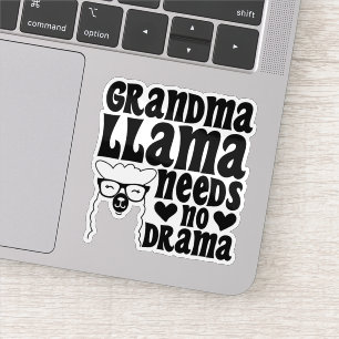 Grandma Llama Needs No Drama Cute Granny Humorous Sticker