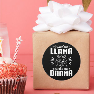 Grandma Llama Needs No Drama Cute Llama Birthday Classic Round Sticker