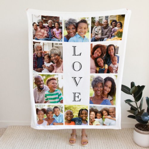 Grandma Love 10 Photo Collage Personalized Sherpa Blanket