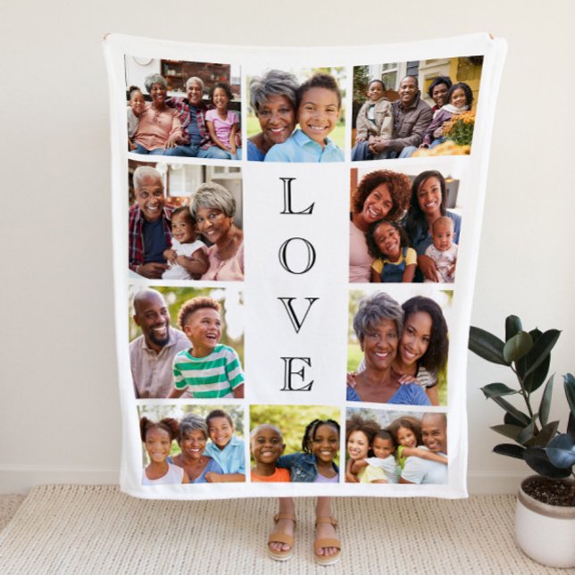 Grandma Love 10 Photo Collage Personalized Sherpa Blanket (Creator Uploaded)