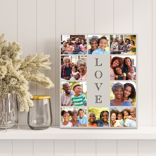 Grandma Love 10 Photo Collage Taupe Faux Canvas Print