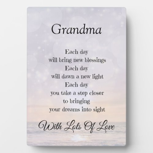 Grandma Love and Encouragement Poem design gift Plaque
