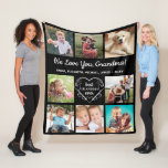 Grandma Love You 8 Photo Collage Black Fleece Blanket<br><div class="desc">A keepsake fleece blanket for your grandmother that she will treasure and enjoy for years featuring a heart-shaped frame with "best grandma ever" in the middle. Add 8 photos of her family, grandchildren and pets, personalize the text "We Love You, Grandma!" to suit your occasion (e.g., "Happy Mother's Day, "...</div>