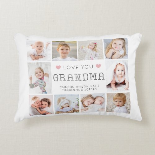 Grandma Love You Hearts 10 Photo Personalized Accent Pillow