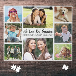 Grandma Love You Personalized Photo Collage Jigsaw Puzzle<br><div class="desc">A fun photo collage jigsaw puzzle for the world's greatest Grandma. You can personalize with eight family photos of grandchildren, children, pets, etc., customize the expression to "I Love You" or "We Love You, " and whether she is called "Grandma, " "Nana, " "Mommom, " etc., and add the grandchildren's...</div>