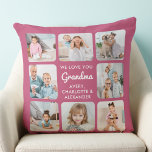 Grandma Love You Personalized Photo Collage Pink Throw Pillow<br><div class="desc">Celebrate your grandma and grandparents with a custom photo collage pillow in a modern and trendy pink design. This unique grandparents pillow is the perfect gift whether its a birthday, Grandparents day or Christmas. Grandma can be changed to Nana, Grandpa, Grammy, Papa or such. We hope your special grandma pillow...</div>
