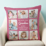 Grandma Love You Personalized Photo Collage Pink Throw Pillow