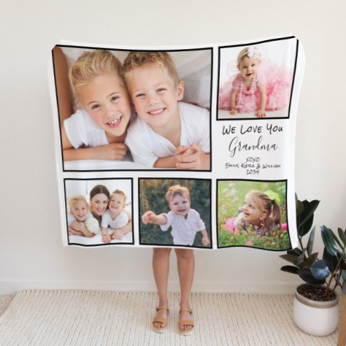 Grandma Love You Personalized Photo Fleece Blanket