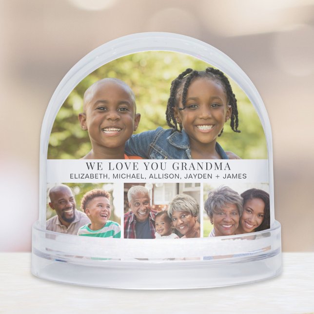 Grandma Love You Photo Collage Snow Globe (Creator Uploaded)