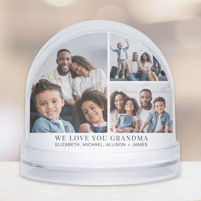 Grandma Love You Photo Collage Snow Globe (Creator Uploaded)